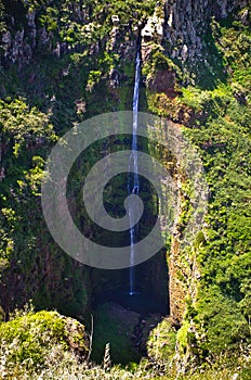 Deep waterfall near Ponta do Pargo, Madeira, Portugal photo