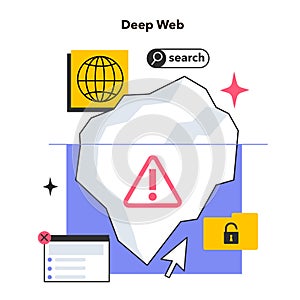 Deep web. Invisible or hidden web not indexed by standard web search