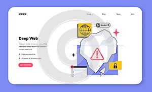 Deep web web banner or landing page. Invisible or hidden web not indexed