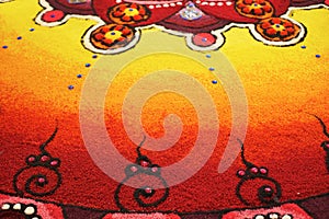 Deepak with colourful rangoli