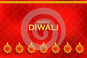 Deepawali diya on Happy Diwali Holiday background for light festival of India