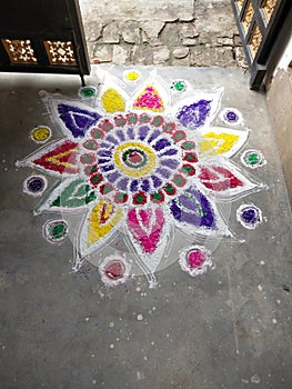 Deepawali Rangoli image on front door