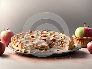 Deepdish Vegan Apple Pie Isolated On White Background. Generative AI