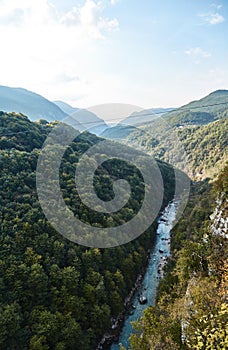 The deepest canyon in Europe. Tara river canyon. Montenegro.