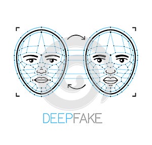 Deepfake, deep fake technology concept photo