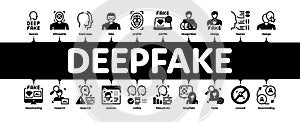 Deepfake Face Fake Minimal Infographic Banner Vector photo