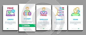 Deepfake Face Fake Onboarding Elements Icons Set Vector