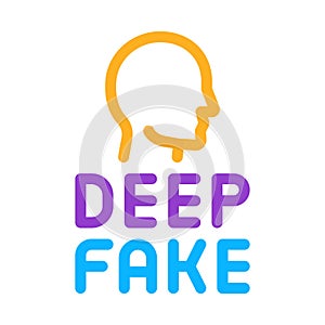 Deepfake human face icon vector outline illustration photo