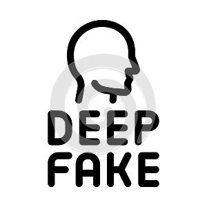 Deepfake human face icon vector outline illustration photo