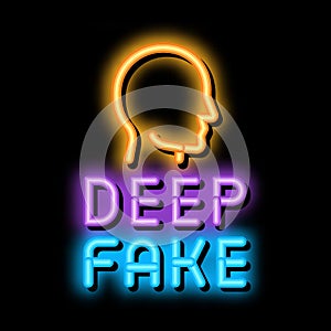 deepfake human face neon glow icon illustration photo