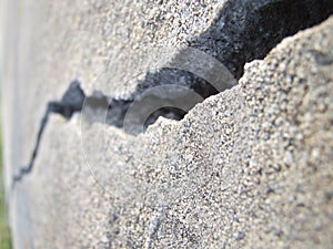 Deeply cracked concrete