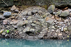 Deeply eroded river bank due to previous flooding