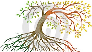 Deeply Rooted Green Tree, vector design Generative AI