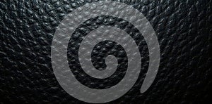 Deeply textured black leather, fine grain visible , macro, black leather