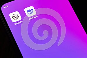 DeepSeek. Artificial intelligence. CHATGPT. Artificial intelligence chat. Application design.