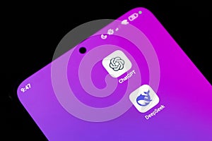 DeepSeek. Artificial intelligence. CHATGPT. Artificial intelligence chat. Application design.