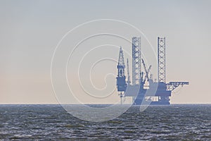 Deepwater oil platform on the open sea