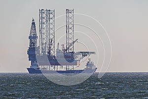Deepwater oil platform on the open sea photo