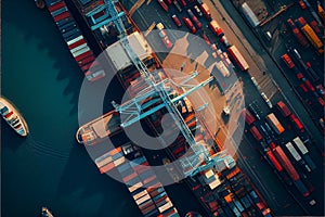 Deepwater Port Container Cargo Terminal aerial view