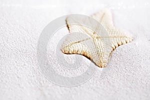 Deepwater rare starfish in white beach sand