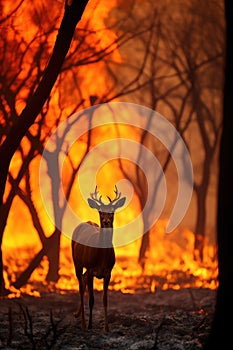 A deer amidst the inferno, a symbol of nature's unwavering spirit