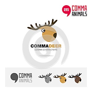 Deer animal concept icon set and modern brand identity logo template and app symbol based on comma sign