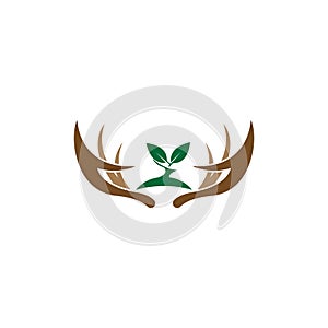 Deer antler logo icon illustration design vector