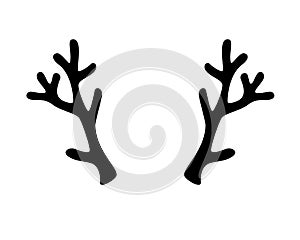 Deer antlers - vector black silhouette - template for logo or pictogram. Reindeer antlers for a Christmas costume, hoop or holiday