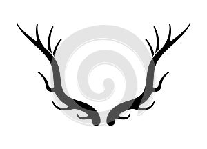 Deer antlers vector s. Hand drawn silhouettes of hunting trophies.Silhouette of the horns