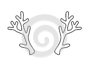 Deer antlers - vector linear illustration - template for logo or pictogram. Reindeer antlers for a Christmas costume, hoop or holi