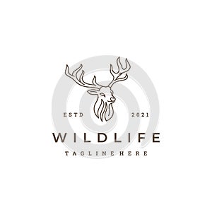 Deer antlers vector logo design line art style