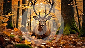 deer in the autumn fairy-tale forest