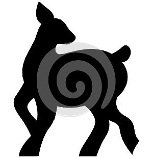 Deer black silhouette with short tail isolated vector illustration on white