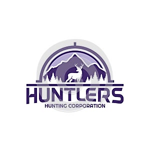 Deer Compass Mountain for Adventure Outdoor Hiking Hunting Hipster Retro Vintage Silhouette Badge Logo Design Template