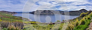 Deer Creek Reservoir Dam Trailhead hiking trail  Panoramic Landscape views by Heber, Wasatch Front Rocky Mountains. Utah, United S