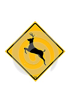 Deer crossing sign isolated