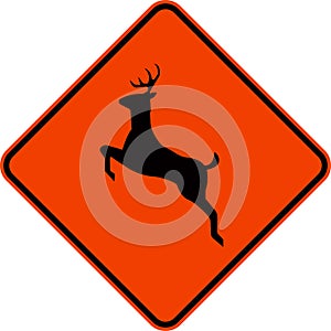 Deer Crossing Sign On White Background