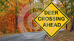 Deer Crossing Warning Sign