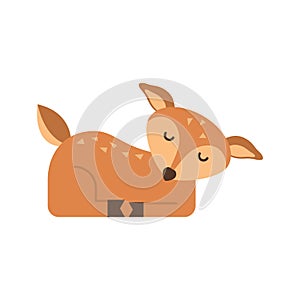 Deer cute doodle hand drawn flat vector illustration. Icon. Simple style for kids