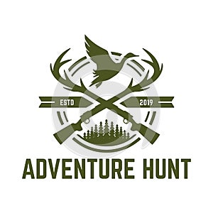 Deer or duck hunting logo, hunting badge or emblem for hunting club and sports