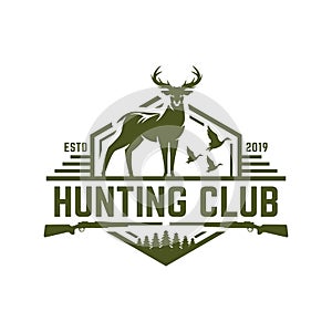 Deer or duck hunting logo, hunting badge or emblem for hunting club and sports