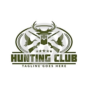 Deer or duck hunting logo, hunting badge or emblem for hunting club and sports