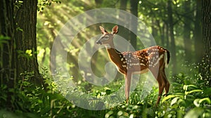 A Deer in Forest Light. AI generated