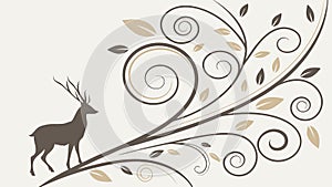 Deer In Forest Nature Line Drawing, vector design Generative AI