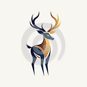 A deer gracefully stands on its hind legs against a white background, Combination of negative space and delicate lines to create a