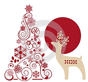Deer and graphic christmas tree