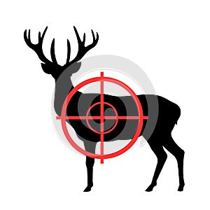 Deer and gunsight - animal is going to be killed gun and weapon
