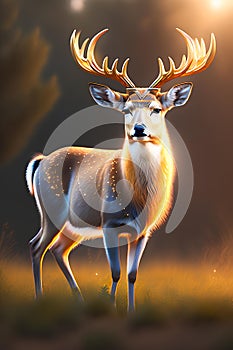 Deer had a coat that shone like the sun and magical golden antlers AI-Generated