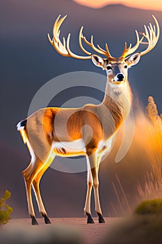 Deer had a coat that shone like the sun and magical golden antlers AI-Generated