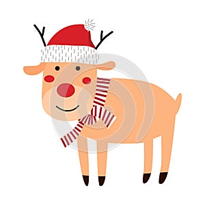 Deer hand drawn Christmas illustration